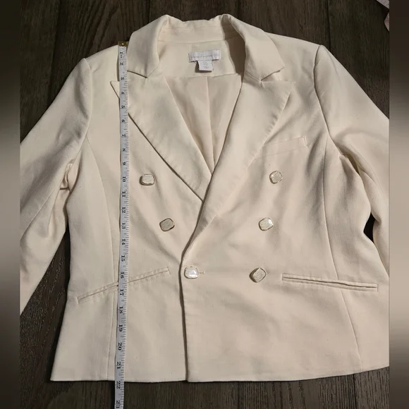 House of Harlow 1960 Cream Color Blazer with Pearlescent Buttons - Picture 9 of 13
